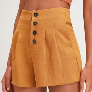 Lulus Brown High Waisted Button-Up Shorts